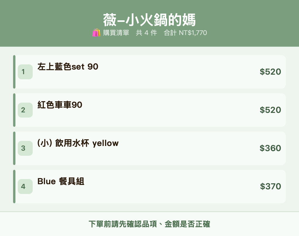 薇-小火鍋的媽_購買清單