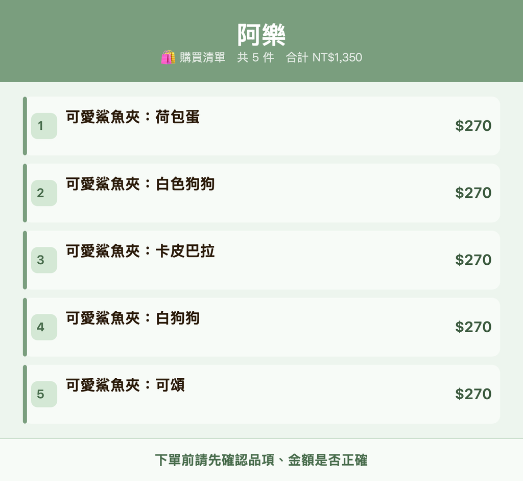阿樂_購買清單