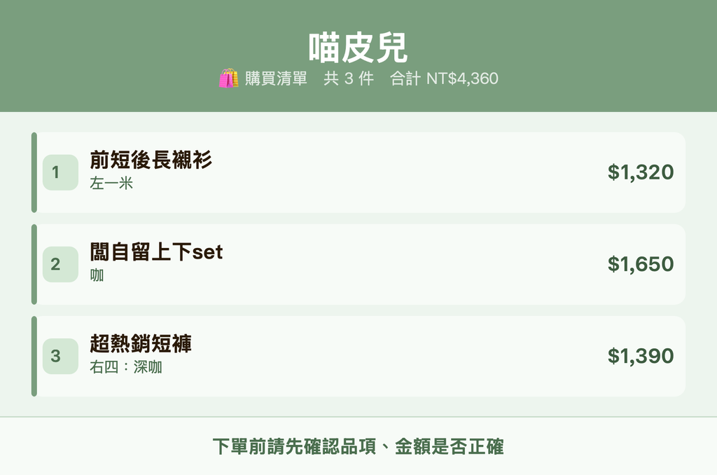 喵皮兒_購買清單