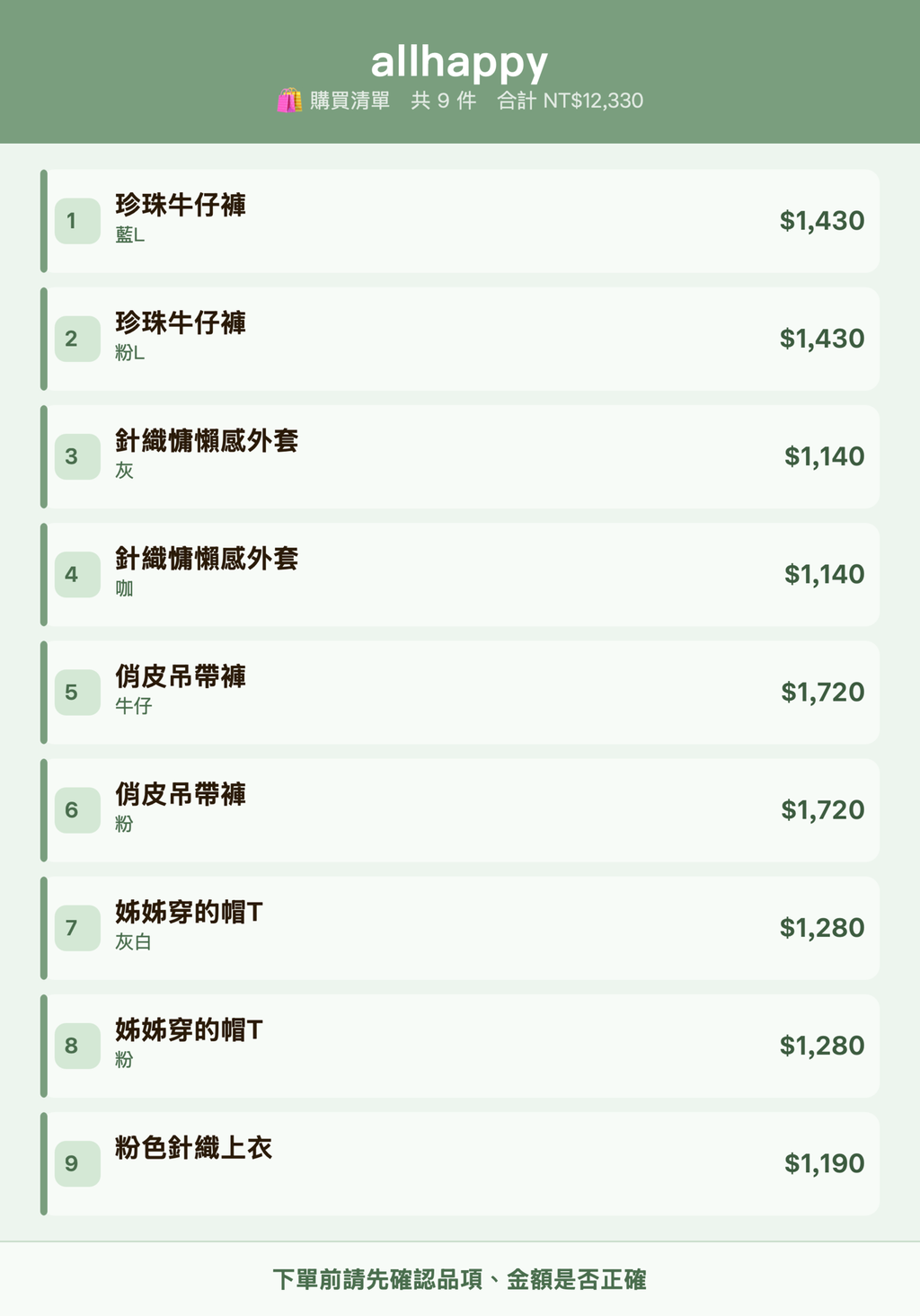 allhappy_購買清單