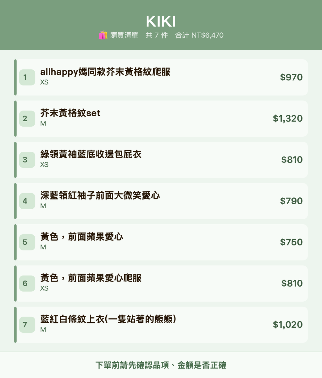 KIKI_購買清單