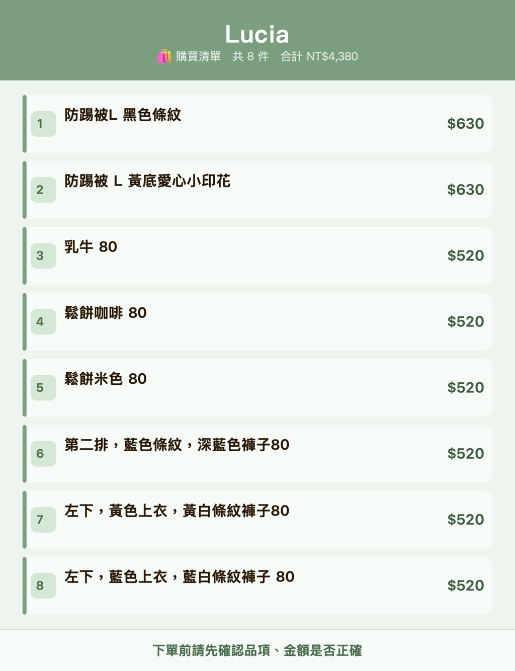 Lucia_購買清單