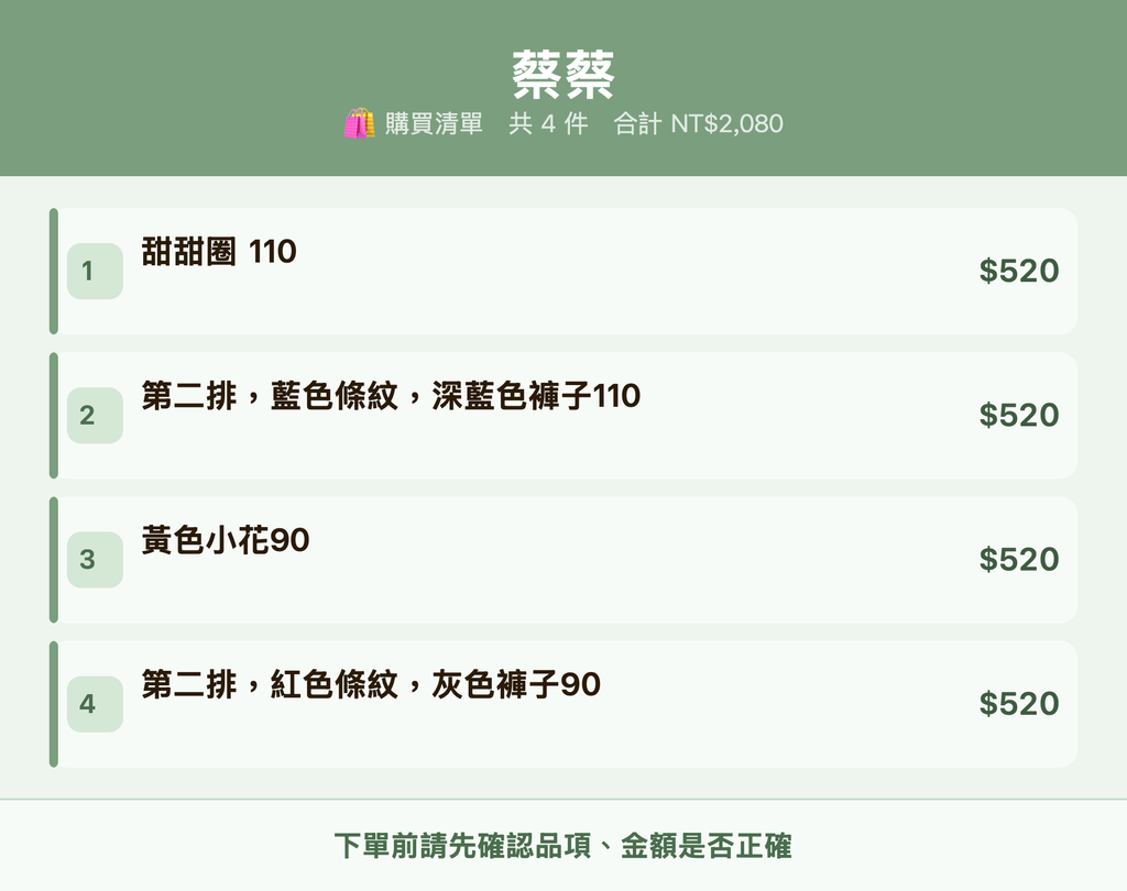 蔡蔡_購買清單