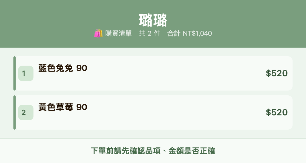 璐璐_購買清單