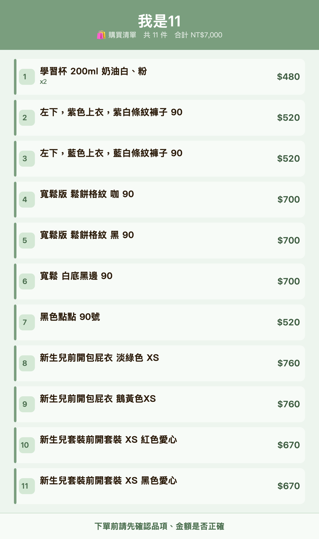 我是11_購買清單