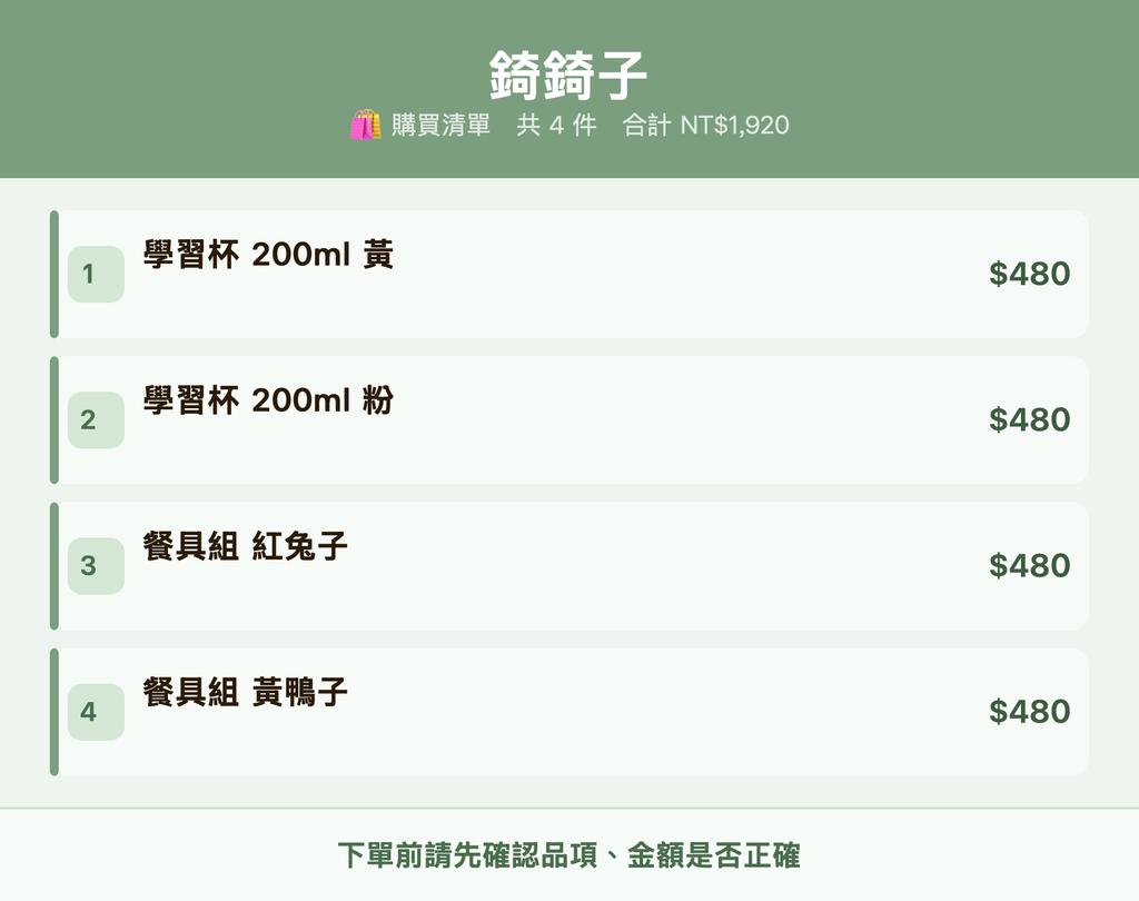 錡錡子_購買清單