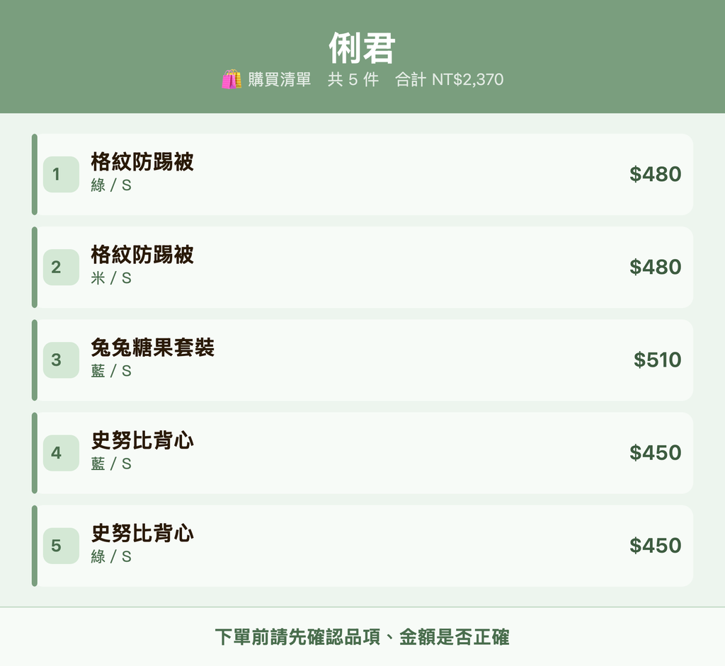 俐君_購買清單