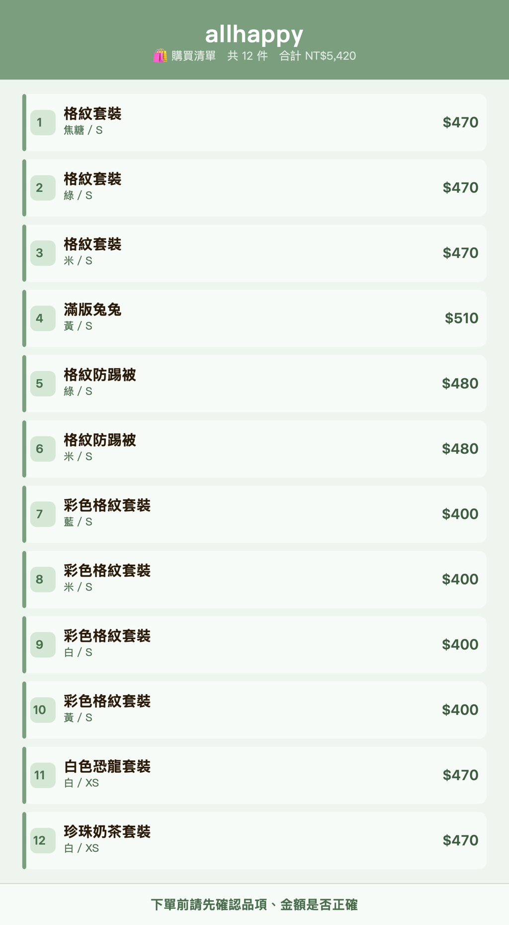 allhappy_購買清單