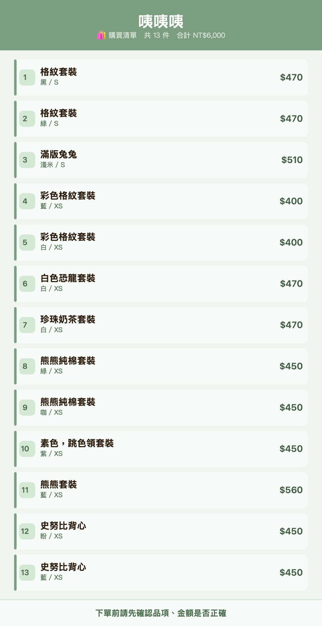 咦咦咦_購買清單
