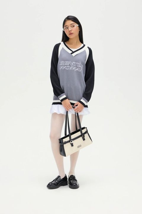 Chequered Shoulder Bag 黑白3