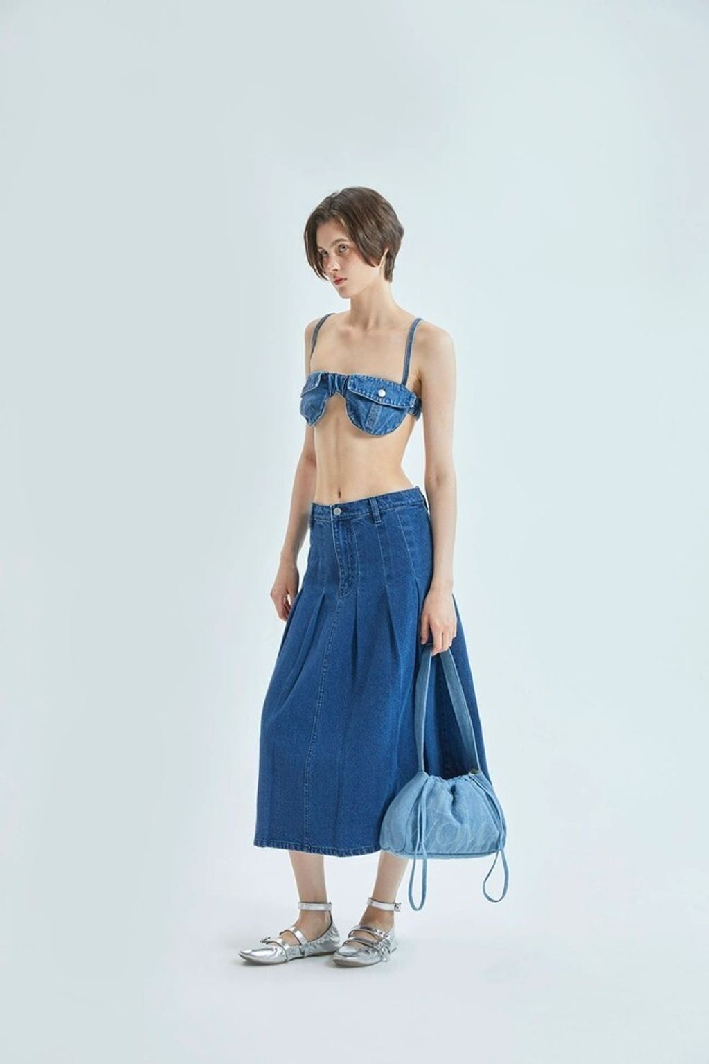 Denim Dumpling Bag 淺藍5