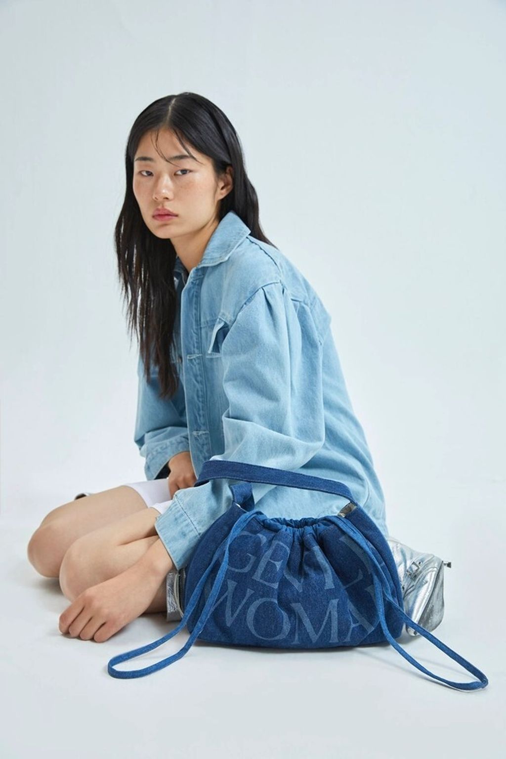 Denim Dumpling Bag 深藍1