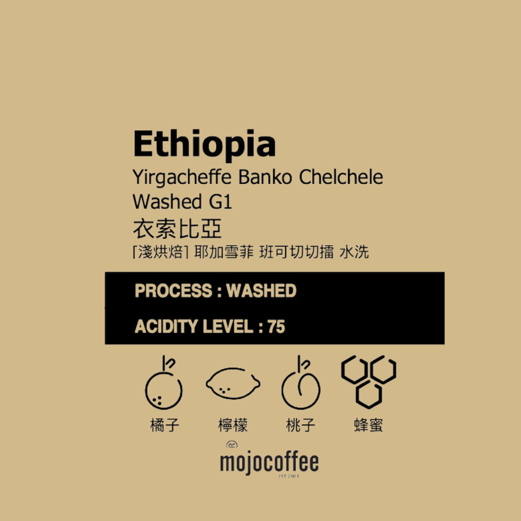 淺  衣索比亞 耶加雪菲 班可切切擂村 水洗 G1  0.5 lbs