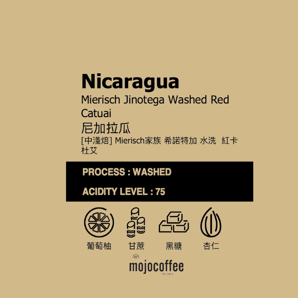 中淺  尼加拉瓜 Mierisch 家族 希諾特加 水洗 紅卡杜艾  0.5 lbs