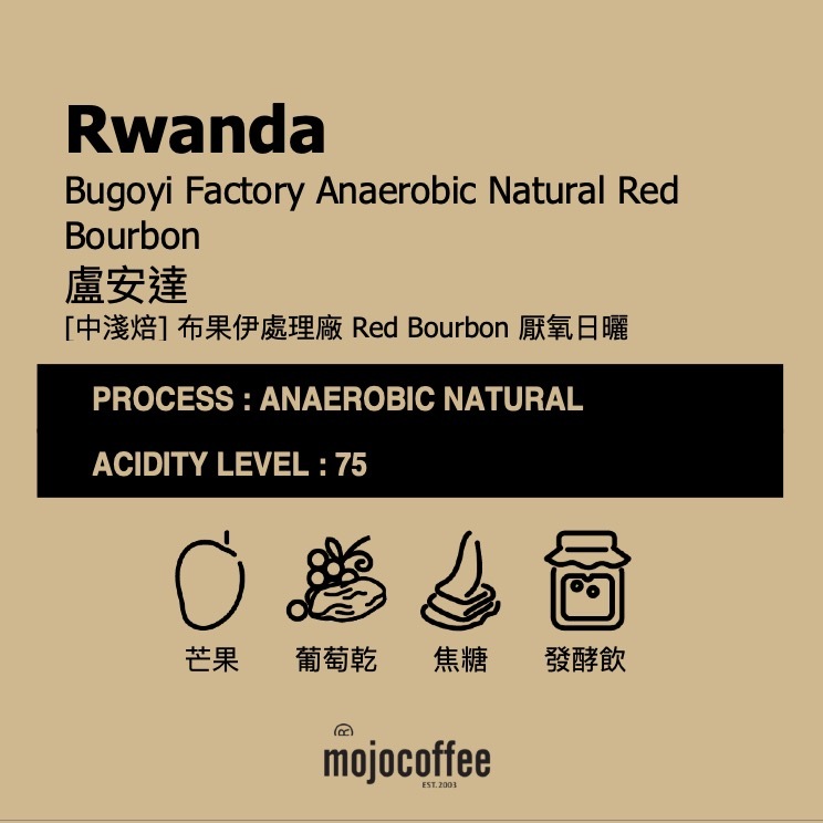 中淺 |  盧安達 布果伊處理廠 Red Bourbon 厭氧日曬 | 0.5 lbs