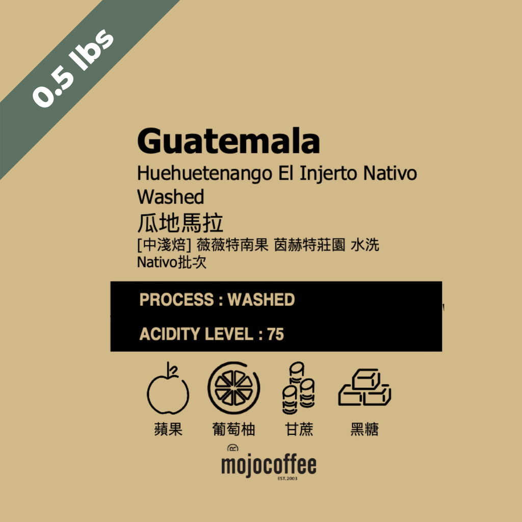 中淺  瓜地馬拉 薇薇特南果 茵赫特莊園 水洗 Nativo 批次  0.5 lbs