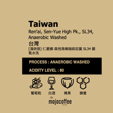 2026011600006  台灣 仁愛鄉 森悅高峰咖啡莊園 SL34 厭氧水洗 咖啡豆半磅