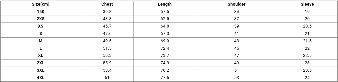 maxx shirt 052 size chart