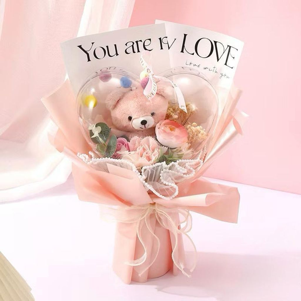 Bouquet C Bear- Peach