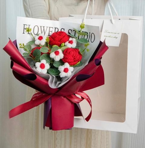 Crochet Rose (B) - Red