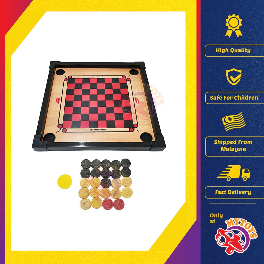MYTOYS 48cm Wooden Mini Carrom Board and Draught Checkers Set with ...