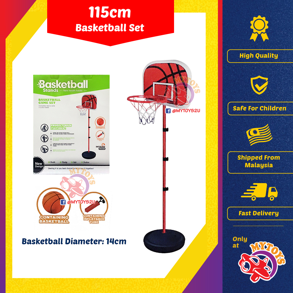 MYTOYS 115cm Mini Basketball Stand and Base with Ball and Pump
