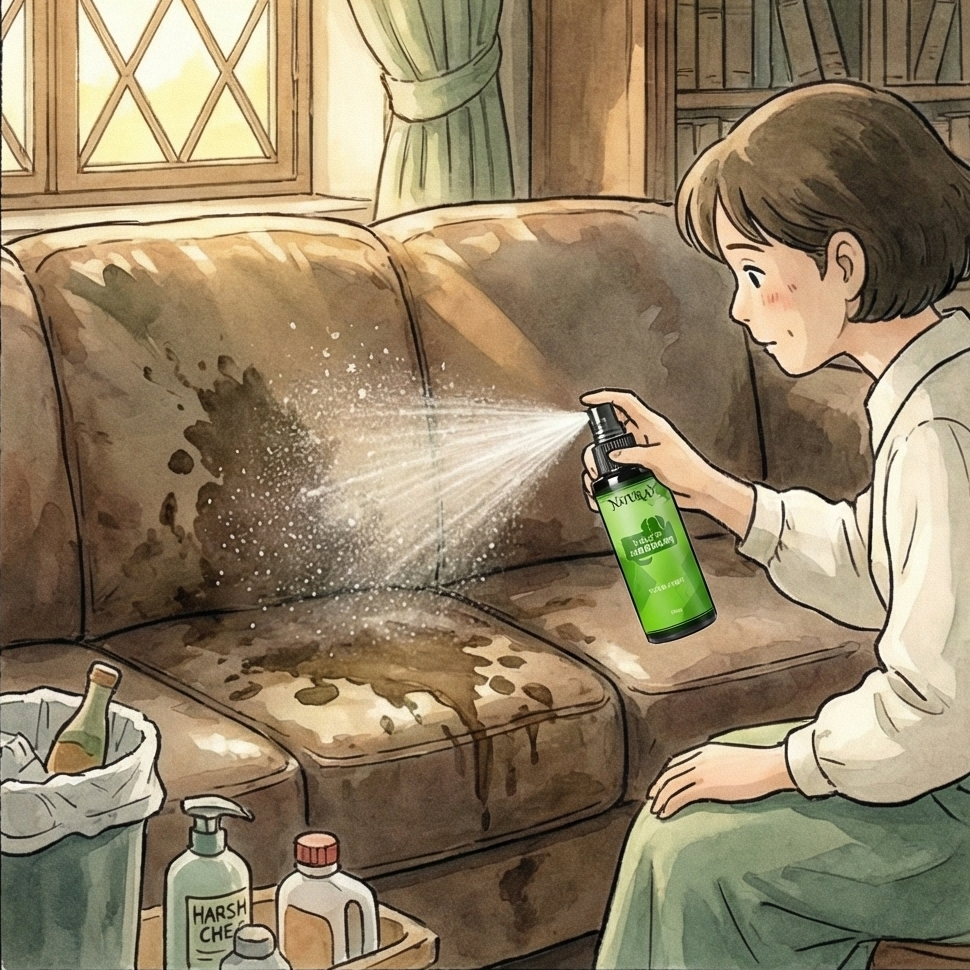 使用NaturaX淨立方生物分解技術，精準切斷皮革孔隙內的寵物異味分子鏈