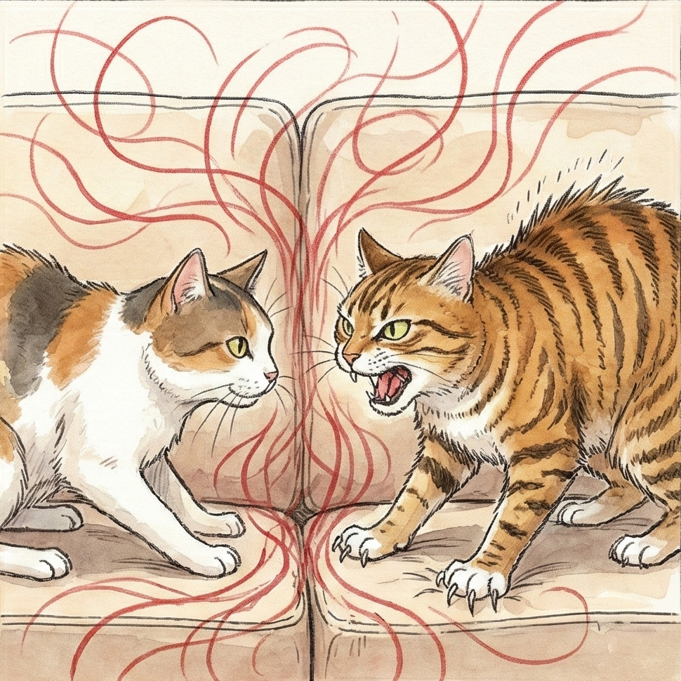 貓咪打架哈氣：嗅覺領地侵略引發的多貓家庭緊張感