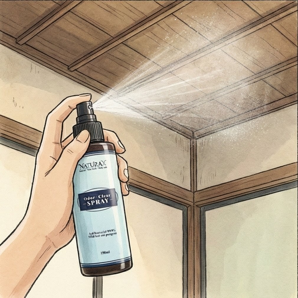 使用NaturaX除臭抑菌噴劑進行寵物友善清潔，避免化學殘留破壞皮膚屏障