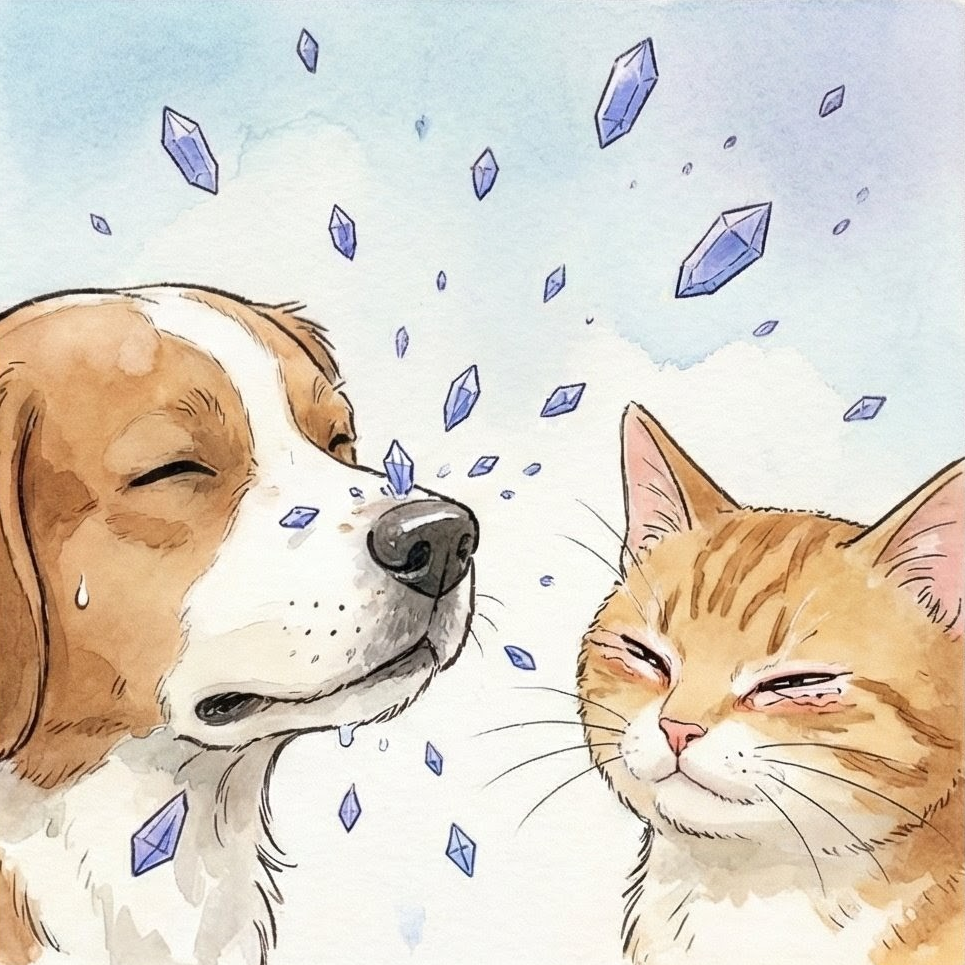 化學消毒分子刺激寵物鼻腔與角膜，解析毛孩黏膜高滲透性與化學灼傷風險