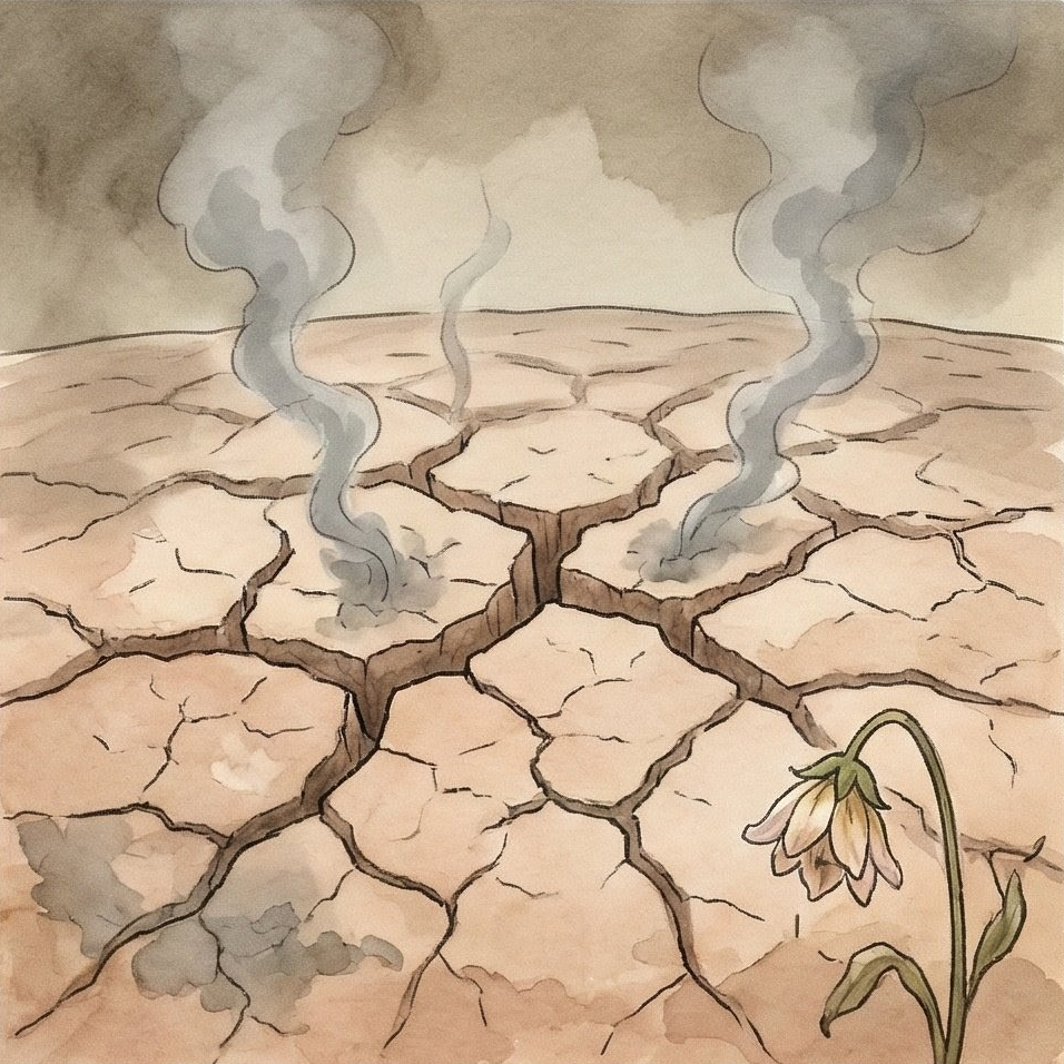 皮膚脂質屏障受損示意圖：化學溶劑破壞肌膚磚牆結構導致水分流失