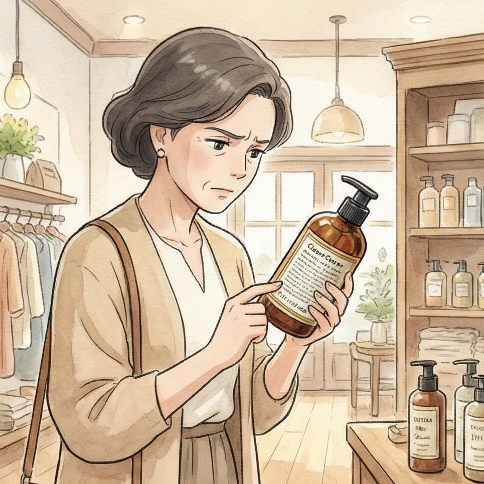 質感家長挑選寵物清潔用品時仔細閱讀產品成分標籤，辨識隱藏化學物