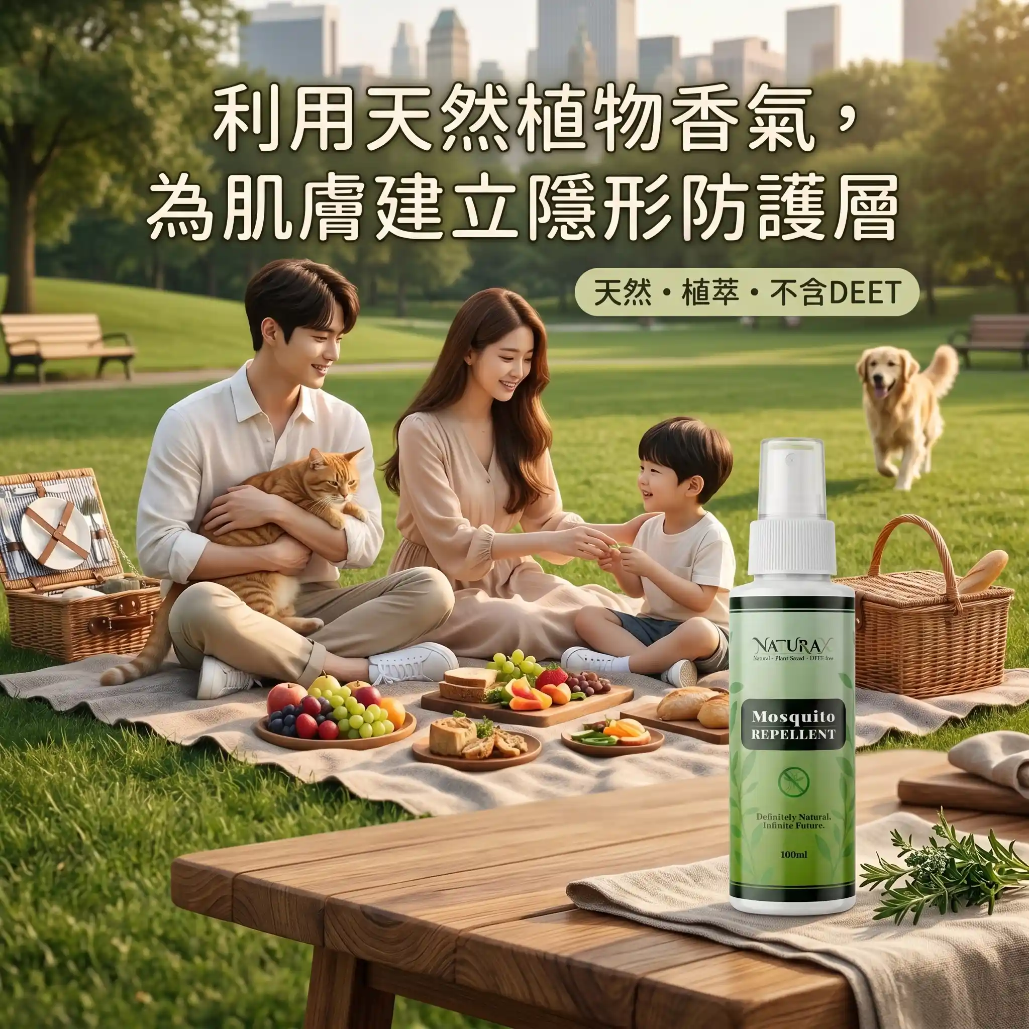 NaturaX 植萃精油人身防蚊液戶外野餐情境