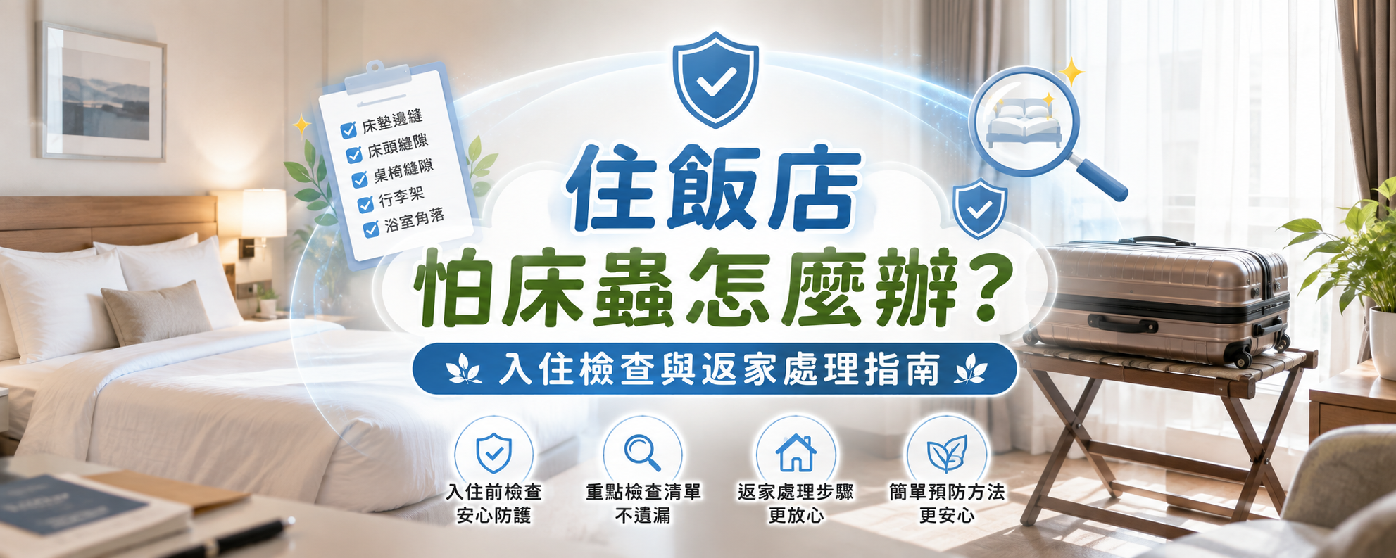 住飯店怕床蝨怎麼辦？入住檢查與返家行李處理完整指南