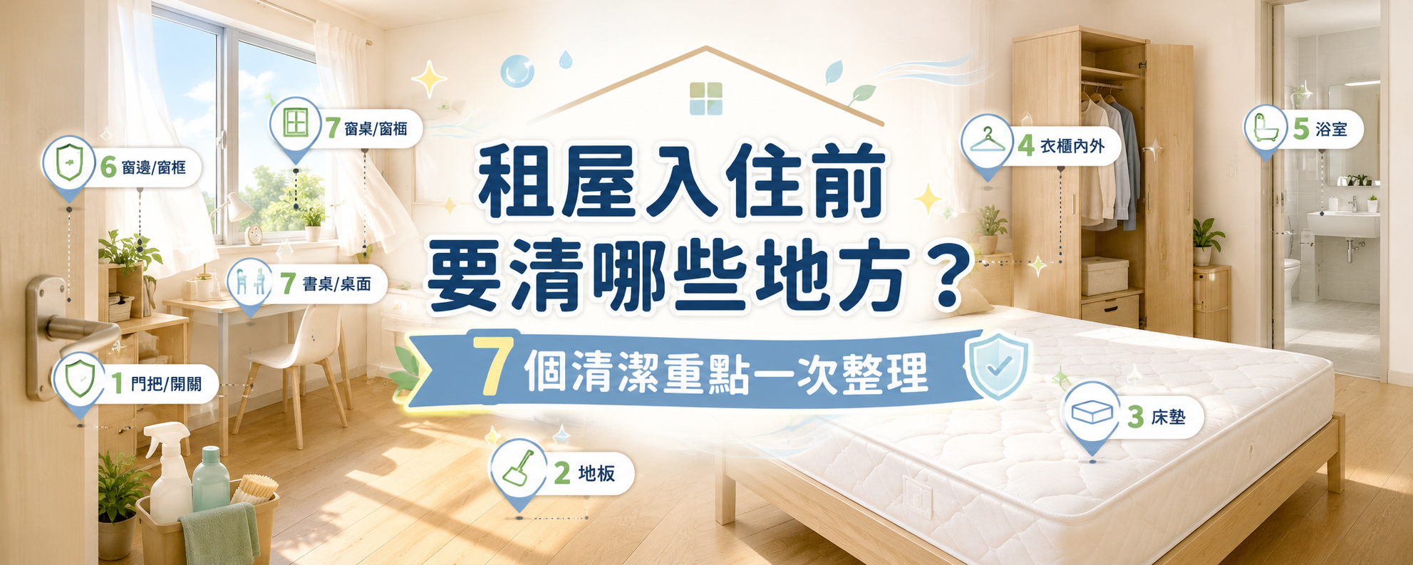 租屋入住前要清哪些地方？地板、床墊、衣櫃到浴室的 7 個清潔重點