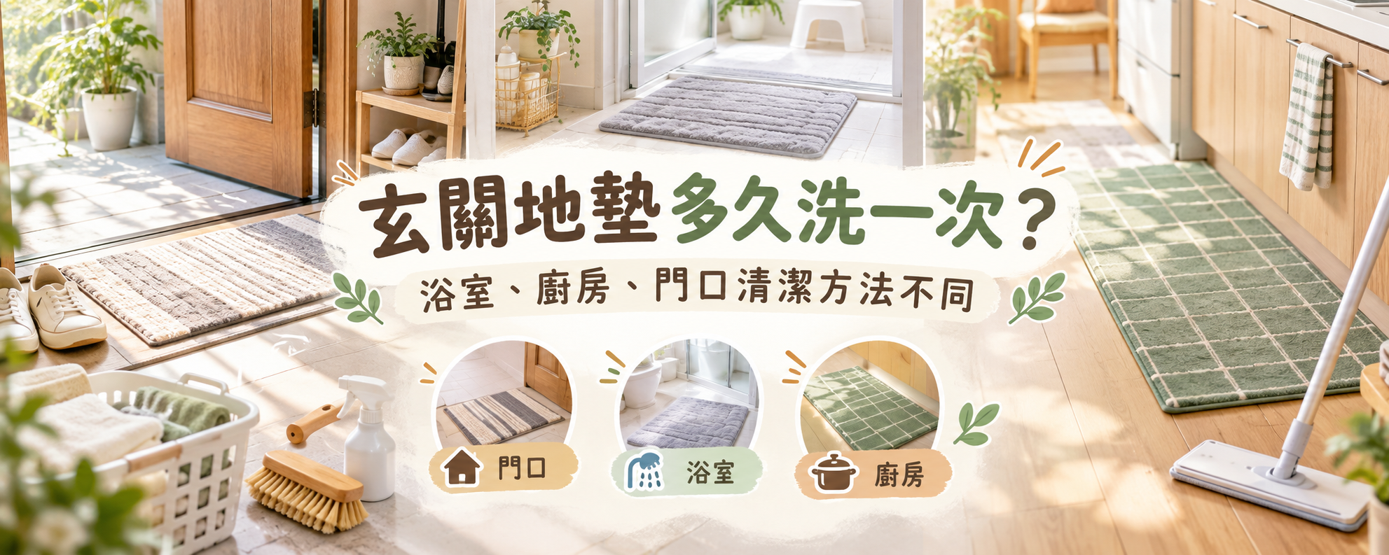 玄關地墊多久洗一次？浴室、廚房、門口地墊清潔方法不同