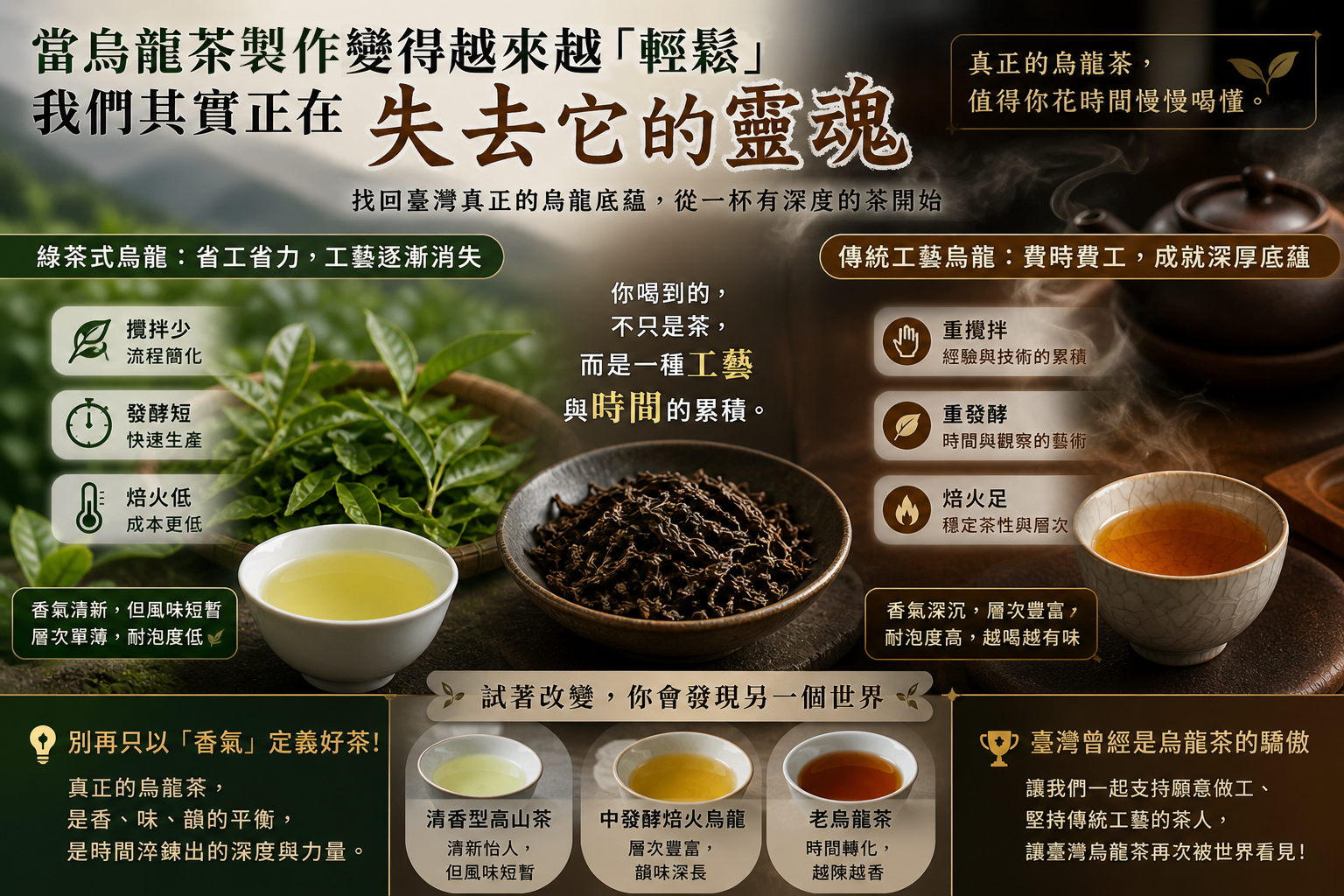 綠茶式烏龍省工省力，讓產業逐漸失去工藝精神。