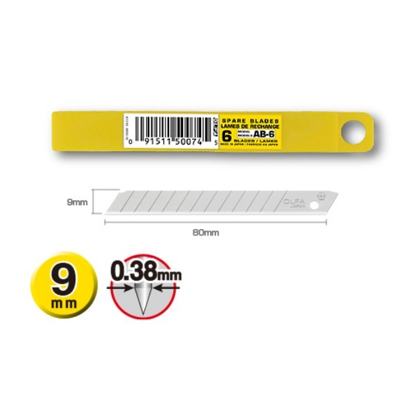 Olympia Tools 13-Point Snap Off Blades - 9mm Utility Knife Blades, 5-Pack