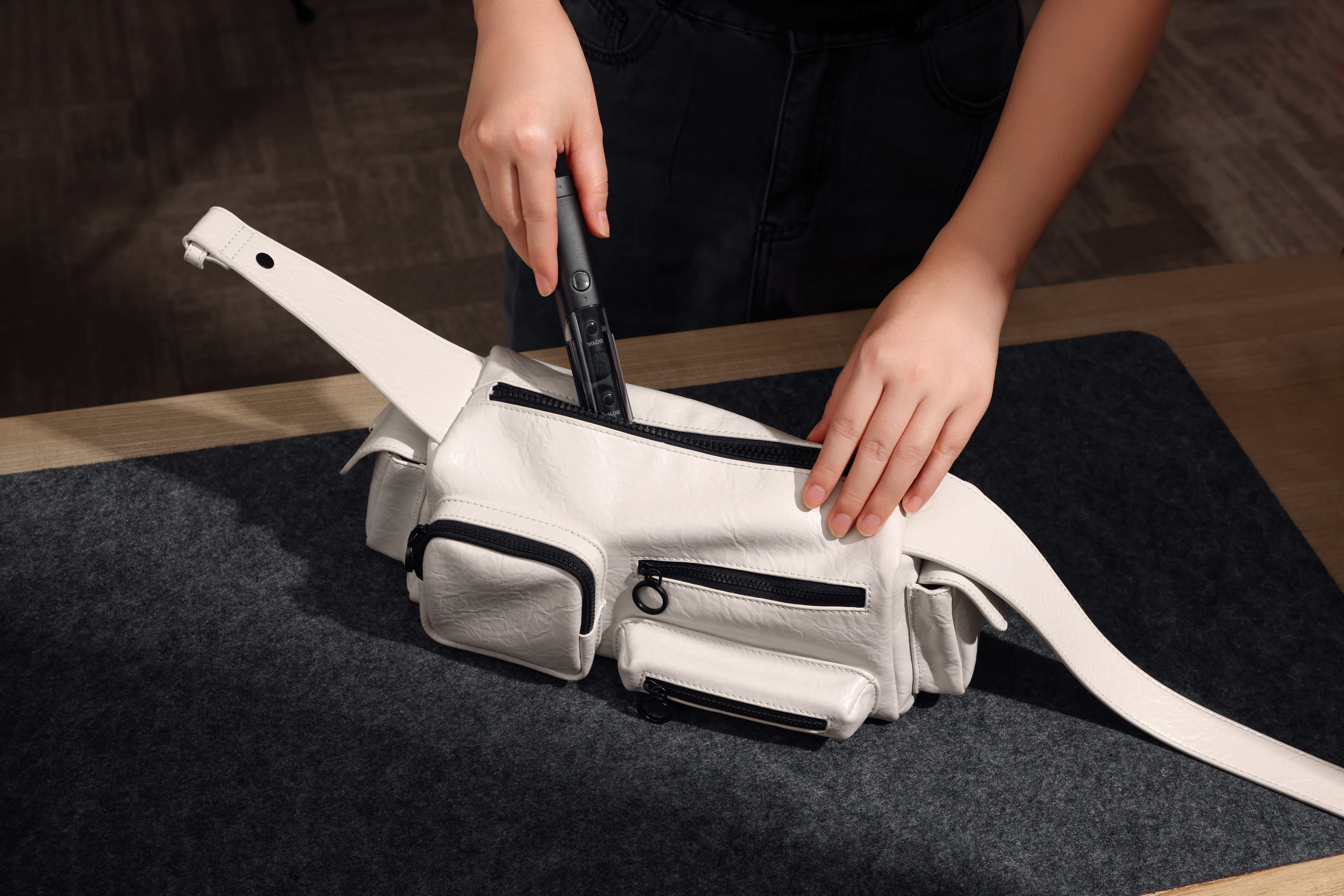 BOYA 收納盒與配件收納示意