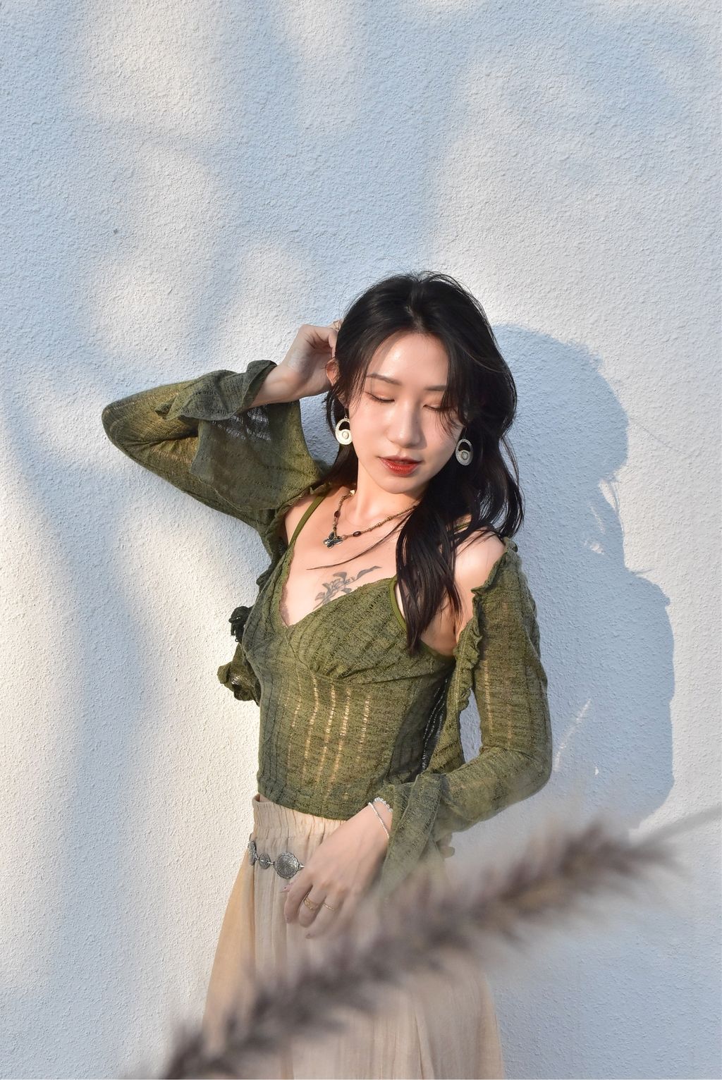 6201針織鏤空外套｜森林綠-4