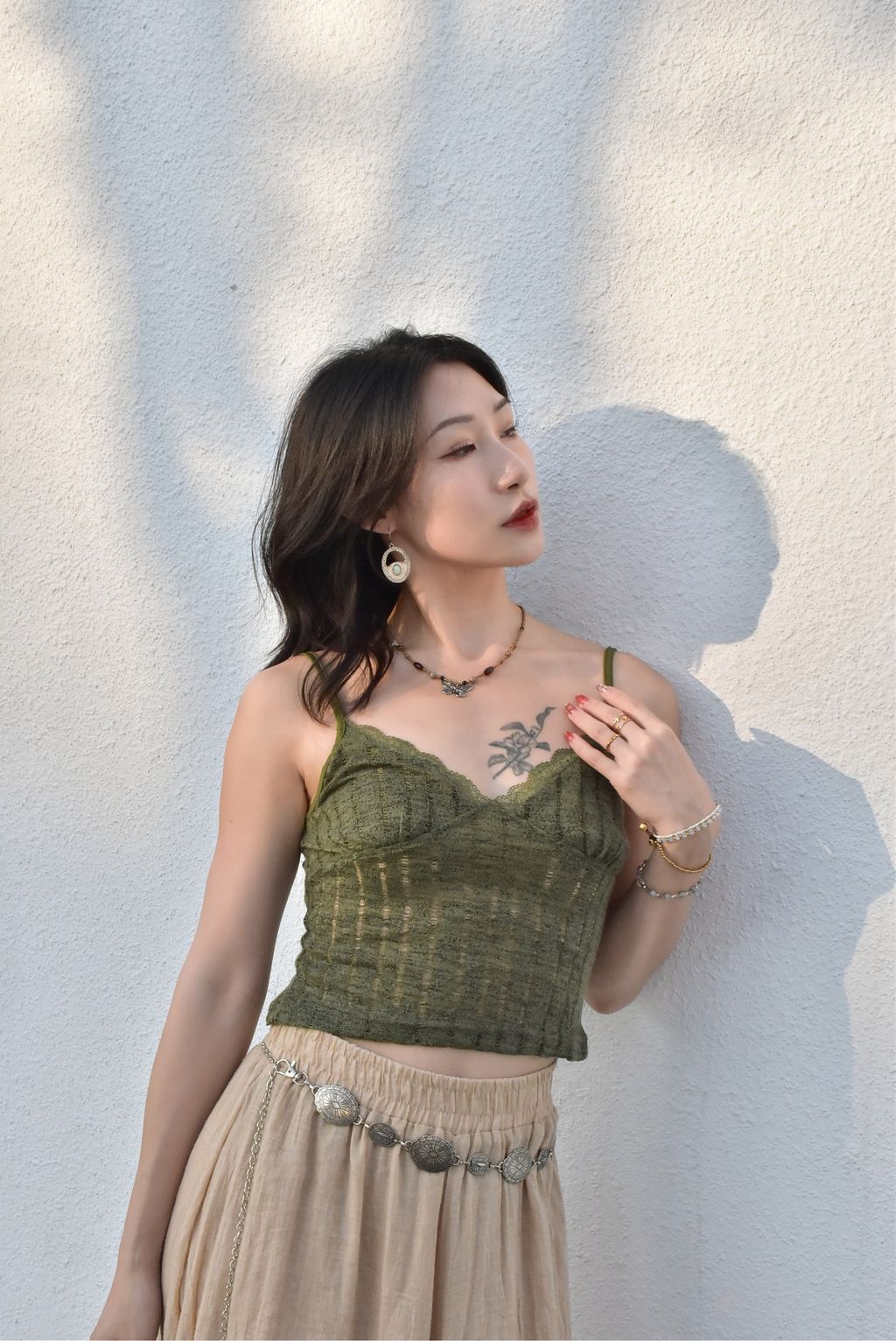 6202針織鏤空吊帶｜森林綠-1