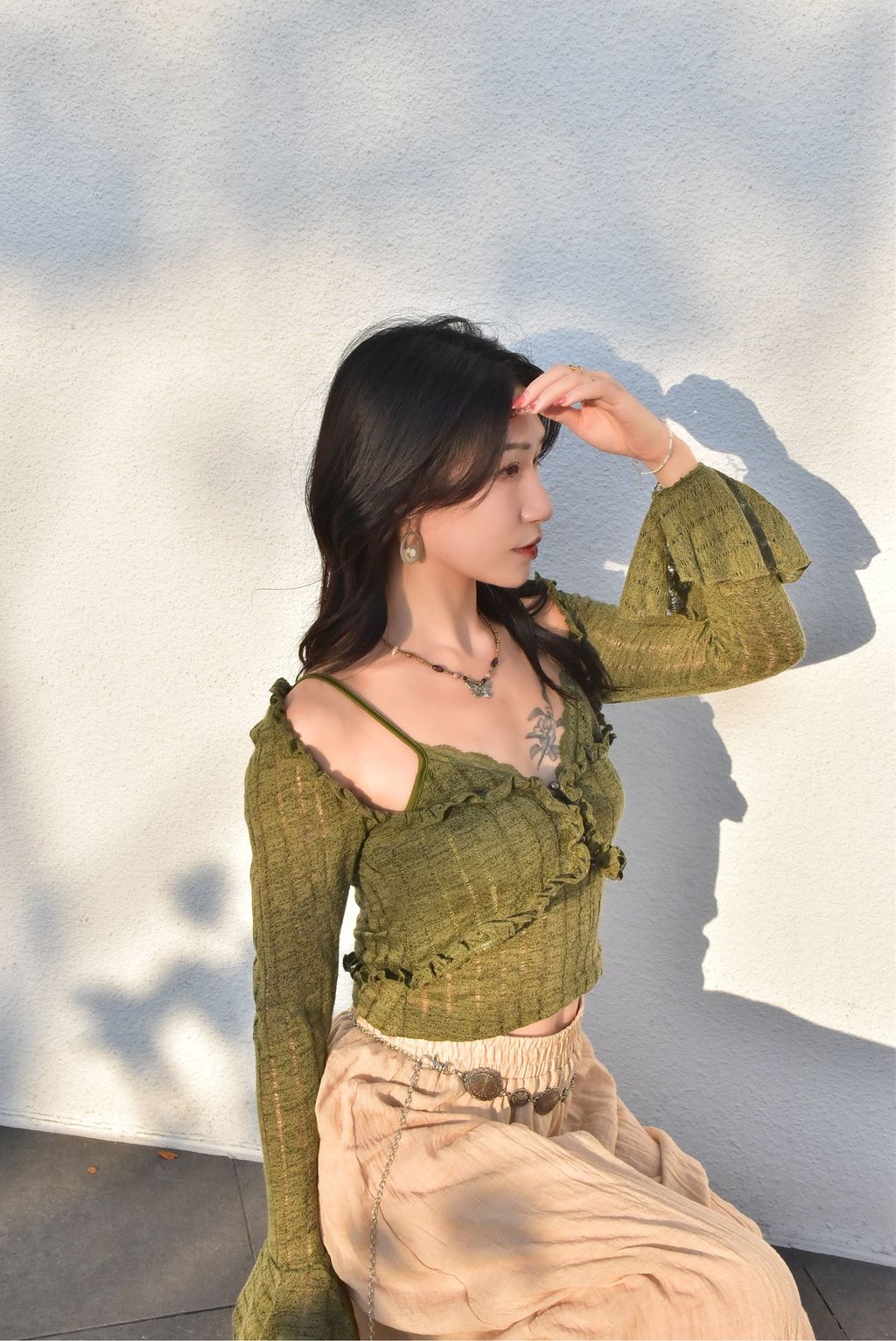 6202針織鏤空吊帶｜森林綠-3