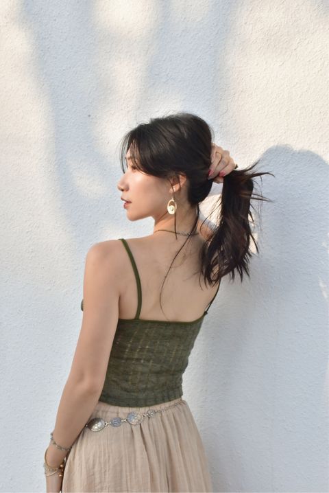 6202針織鏤空吊帶｜森林綠-2