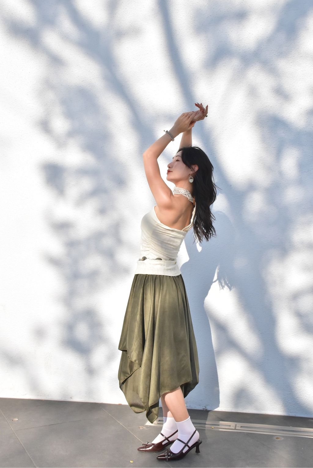 6205絲絨不規則半裙｜森林綠-2