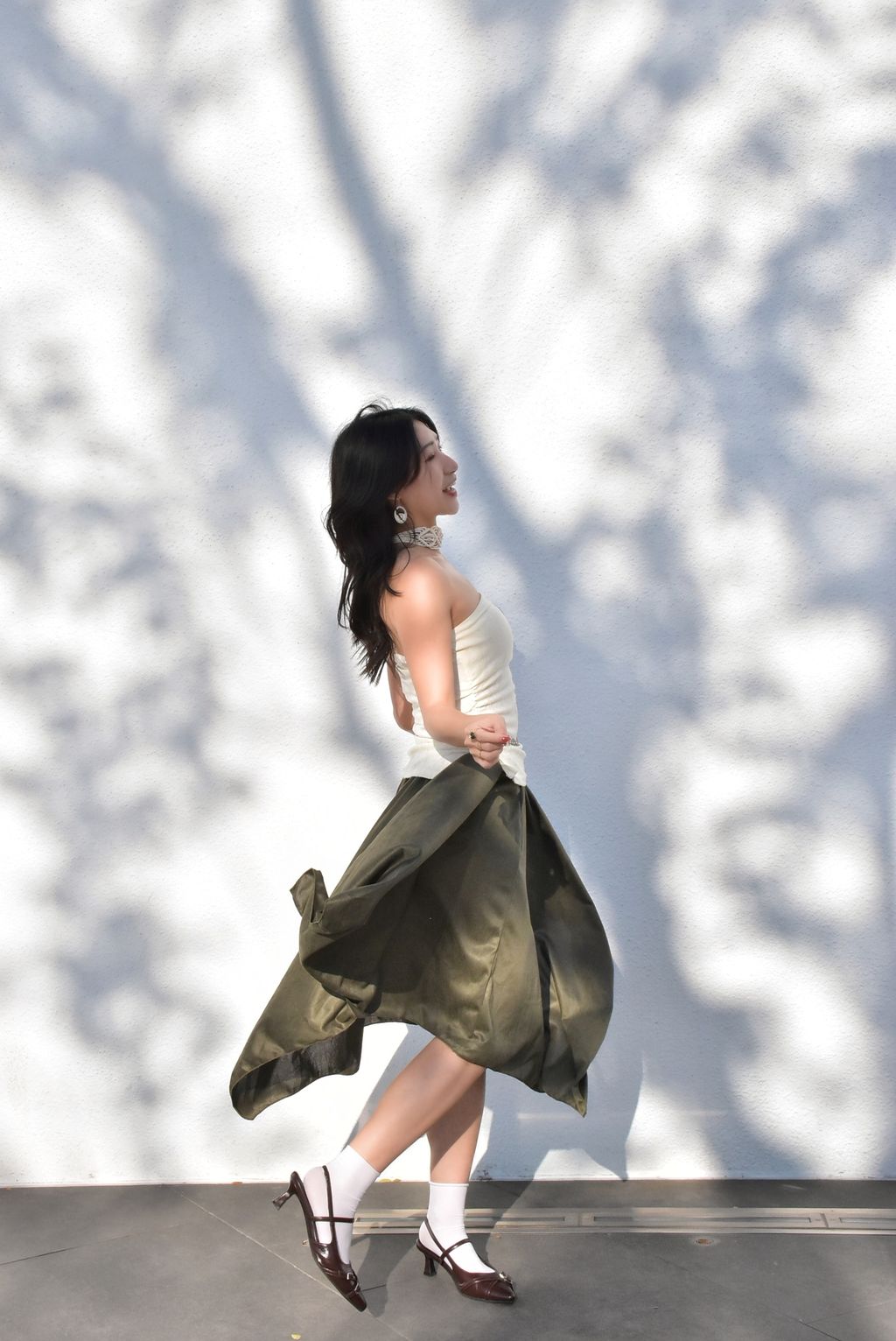 6205絲絨不規則半裙｜森林綠-5