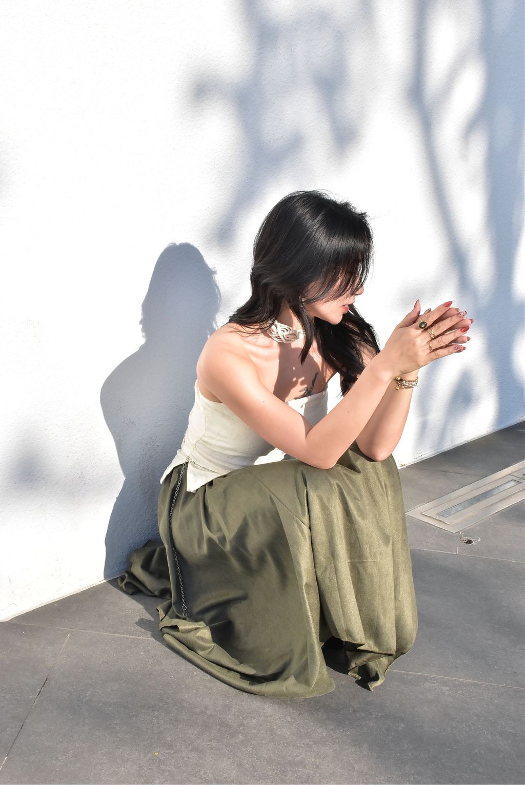 6205絲絨不規則半裙｜森林綠-4