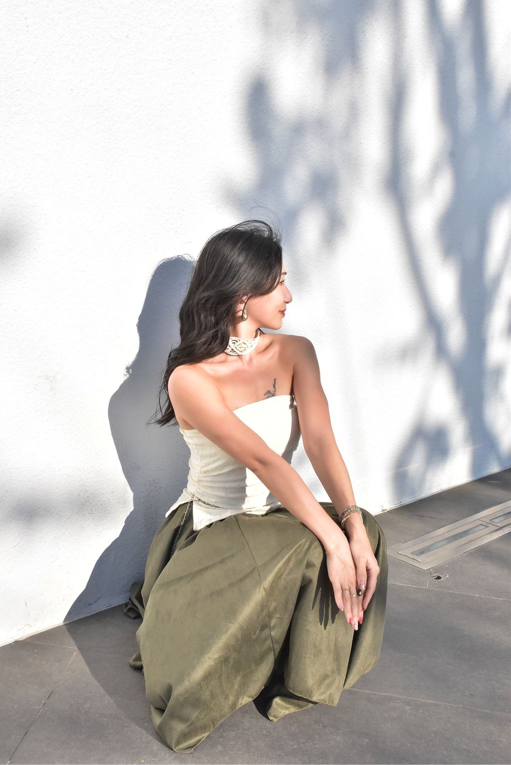 6205絲絨不規則半裙｜森林綠-6