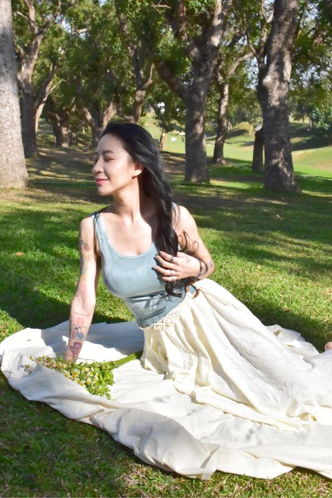 6101B植物紮染｜長款背心bratop｜天空藍-1