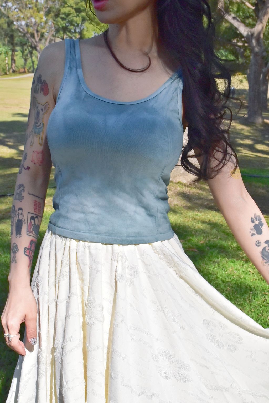 6101B植物紮染｜長款背心bratop｜天空藍-5