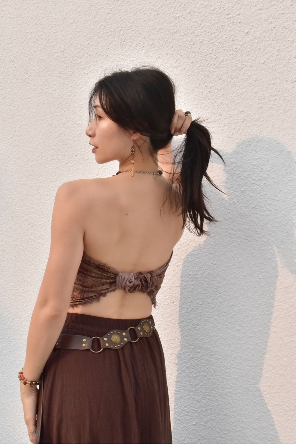 6319A民族風圖騰多用抹胸｜紅咖-4
